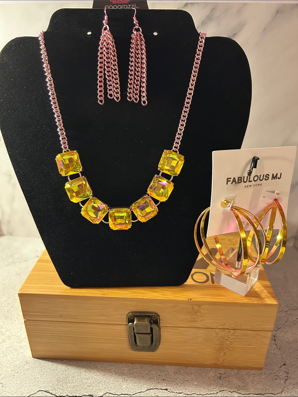 Yellow Crystal Statement Necklace Set